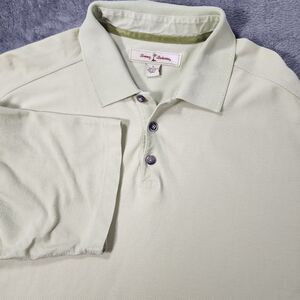 Tommy Bahama Men’s Polo Golf Shirt Silk Cotton Blend Sz Large Seafoam Green EUC